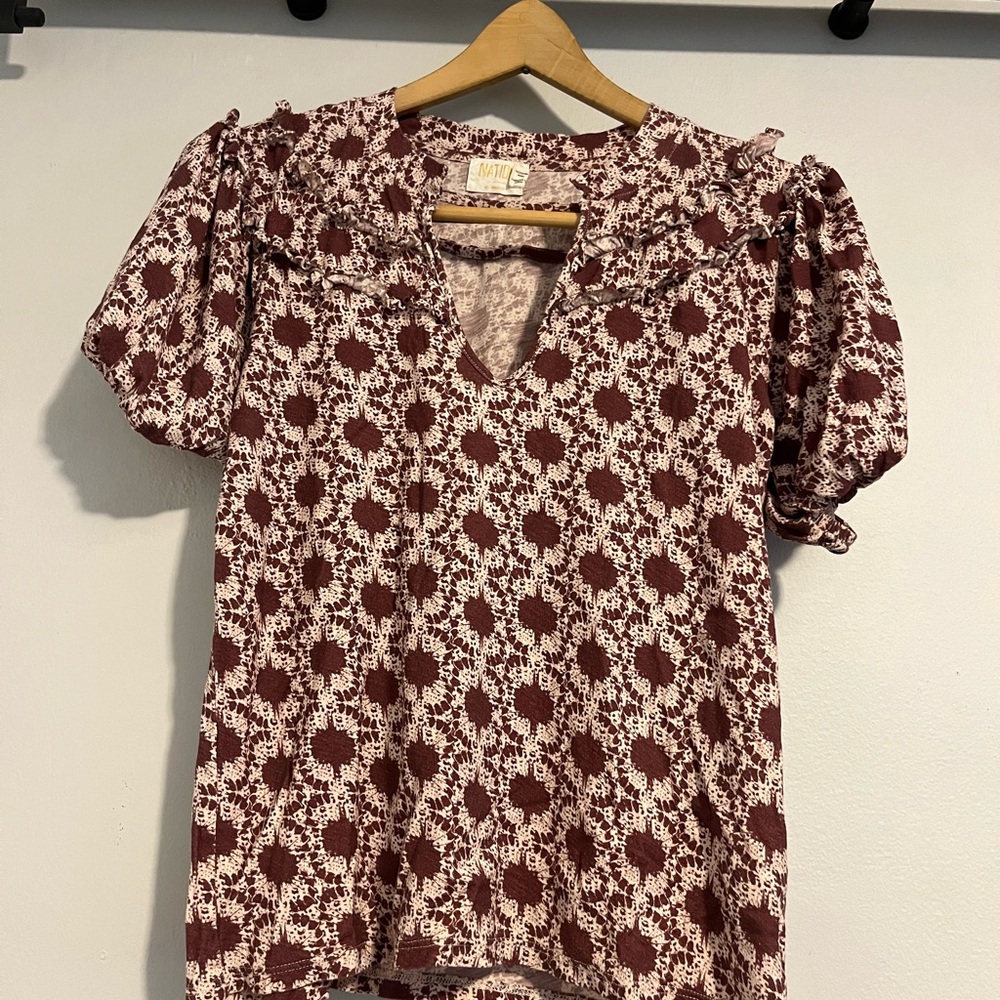 Women's Nation LTD Judith Yoked Los Angeles Top - Burgundy XS